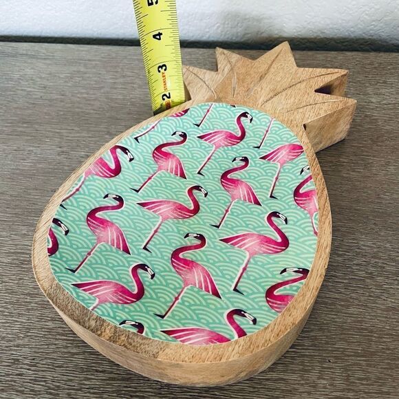 Pineapple Flamingo Solid Wood Boho Decor Tray - Picture 2 of 3